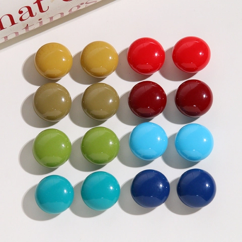 Cute Resin Round Flatback Cabochons Solid Color Glossy DIY Earring Phone Case Jewelry Making Decorative Accessories