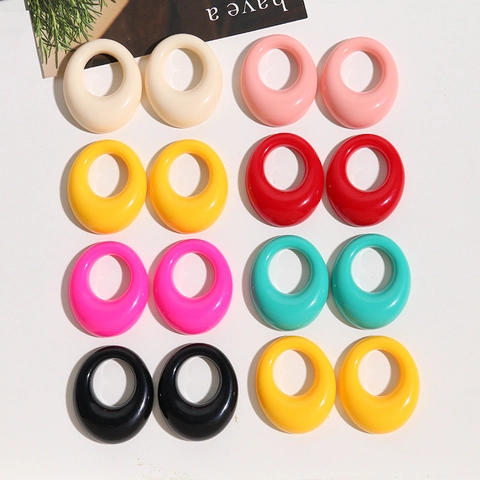 Colorful Resin Hollow Oval Charms DIY Geometric Pendants For Earring Making Polished Minimalist Style Fashion Jewelry Material