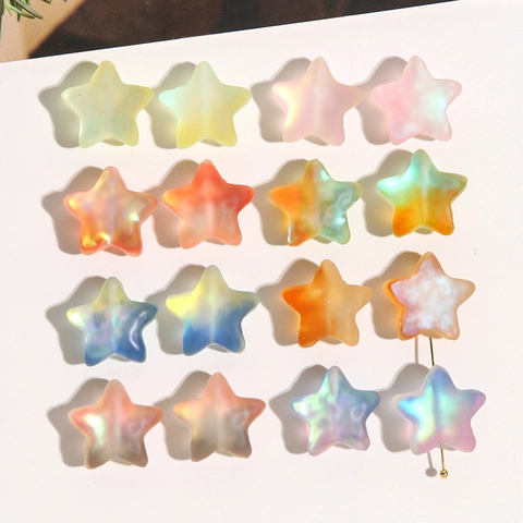 Frosted Gradient Resin Star Beads Colorful Aurora Five-Pointed Star Spacer Beads For DIY Jewelry Making Bracelet Necklace Accessories