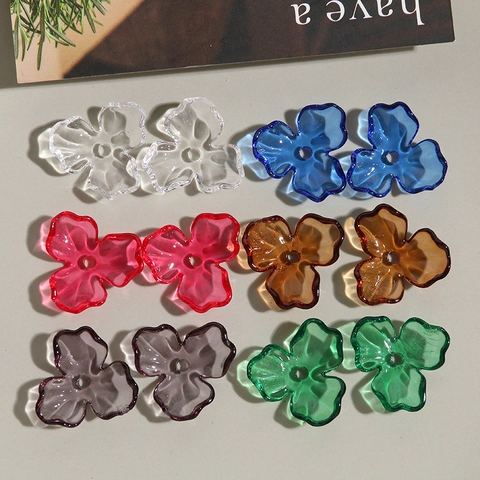 Handmade Sweet Translucent Acrylic Flower Beads For DIY Jewelry Making Korean Style Tulip Shaped Petal Beads Accessories