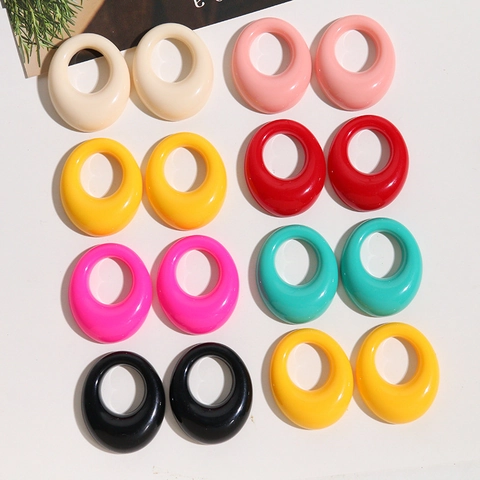 Colorful Resin Hollow Oval Charms DIY Geometric Pendants For Earring Making Polished Minimalist Style Fashion Jewelry Material