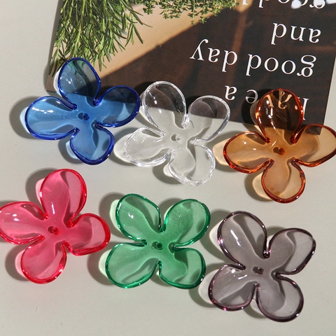 Large Transparent Colorful Acrylic Four Petal Flower DIY Jewelry Accessories For Earrings Necklace Bracelet Making Floral Materials