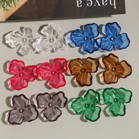 Handmade Sweet Translucent Acrylic Flower Beads For DIY Jewelry Making Korean Style Tulip Shaped Petal Beads Accessories