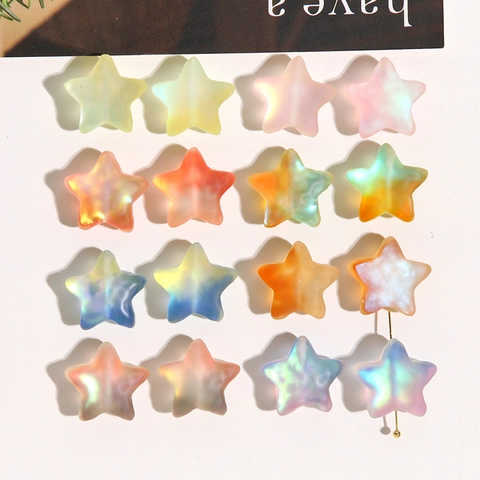 Frosted Gradient Resin Star Beads Colorful Aurora Five-Pointed Star Spacer Beads For DIY Jewelry Making Bracelet Necklace Accessories