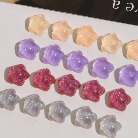 Λουστραρισμένο Resin Glitter Star Shape Cabochon Για Κατασκευή Σκουλαρικιών DIY Ευέλικτο Resin Star Αξεσουάρ Για Κοσμήματα