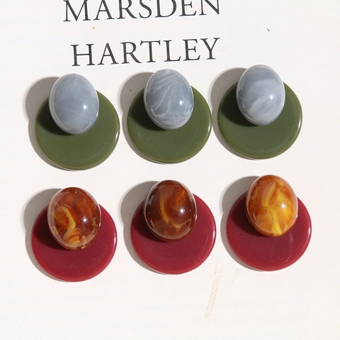 DIY Jewelry Making Accessories Material Resin Round And Oval Marble Texture Parts For Handcrafted Earring Buttons Women Jewelry Components