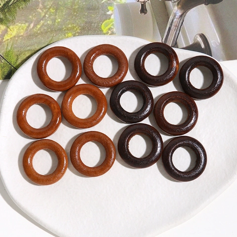 Natural Wood Geometric Circular Ring DIY Earring Components Hollow Round Charm Accessories For Jewelry Making Polished