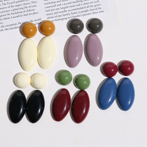 Minimalist Morandi Resin Round Half Ball And Oval Patch DIY Earring Jewelry Material Phone Case Decoration Accessories