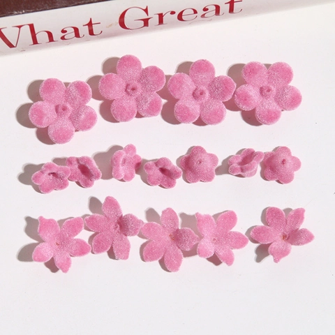 Pink Flocked Lily Of The Valley Trumpet Flower Charms For DIY Earring Stud Necklace Pendant Jewelry Making Material