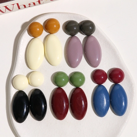 Minimalist Morandi Resin Round Half Ball And Oval Patch DIY Earring Jewelry Material Phone Case Decoration Accessories