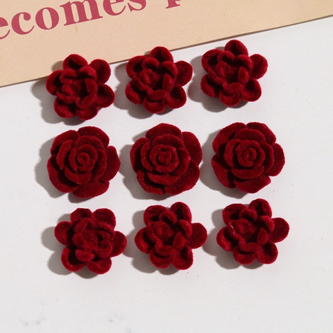 Ciondoli a Forma di Rosa in Resina Floccata Borgogna Vintage per Orecchini Fai-da-te Materiali per Copricapo Accessori per Gioielli
