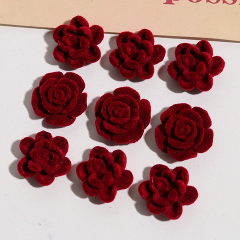 Ciondoli a Forma di Rosa in Resina Floccata Borgogna Vintage per Orecchini Fai-da-te Materiali per Copricapo Accessori per Gioielli