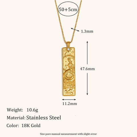 Collar Con Colgante de Placa Cuadrada de Constelación de Acero Inoxidable para Mujer Joyería de Cadena de Bolas de Strass Geométrica Galvanizada