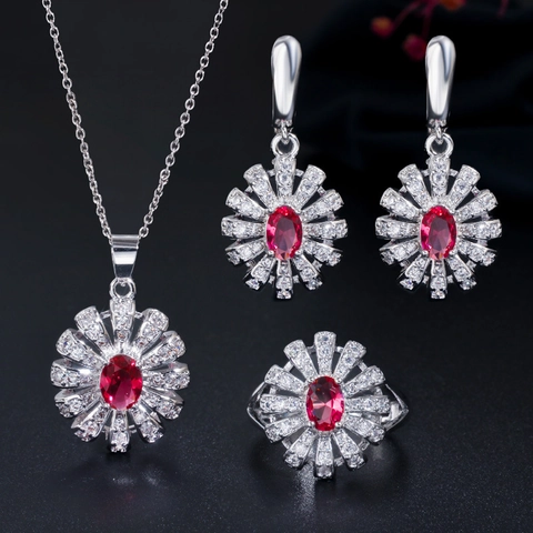 Luxe Koperen Zirconia Zonnebloem Sieradenset Voor Bruid Bruidsmeisje Bruiloft Banket Feest Vrouwen Ketting Oorbellen Ring