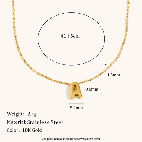 Collar con Colgante de Letra Inicial de Acero Inoxidable Minimalista para Mujer Chapado en Oro de 18K Joyas Personalizadas de Letras A-Z
