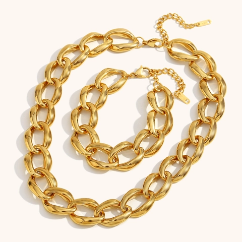 Collana a Catena Grossa Per Donna Placcata In Oro 18K Acciaio Inossidabile Minimalista Hip Hop Bracciale A Maglie Gioielli Regalo