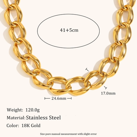 Collana a Catena Grossa Per Donna Placcata In Oro 18K Acciaio Inossidabile Minimalista Hip Hop Bracciale A Maglie Gioielli Regalo