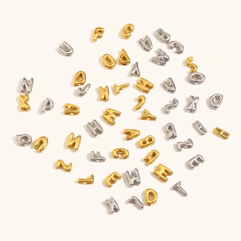 Edelstahl Anfangsbuchstabe Anhänger Gold Überzogene 3D Blase Alphabet Charms Für DIY Schmuckherstellung Damen Zubehör