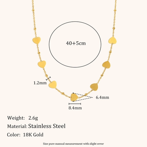 Collar de Acero Inoxidable Chapado en Oro 18K para Mujer Colgante de Corazón Flor Mariposa Cadena de Zirconia Joyería Estilo Francés