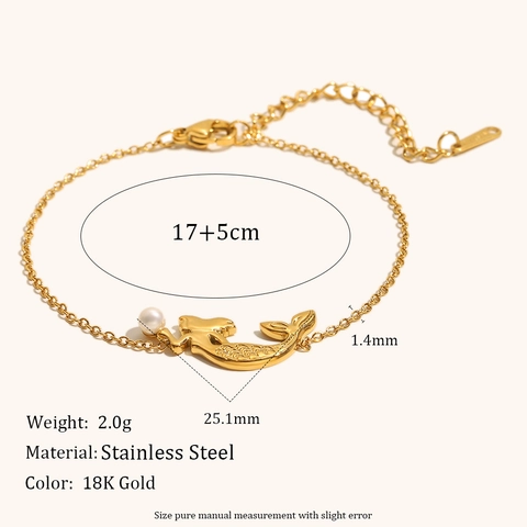 Edelstahl 18K Vergoldet Meerjungfrau Künstliche Perle Armband Halskette Für Damen Eleganter Modeschmuck Geschenk