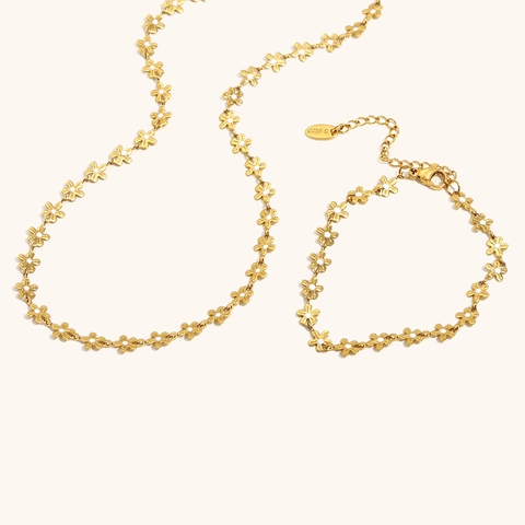 Minimalistischer Edelstahl Gänseblümchen Halskette Armband 18K Vergoldet Weiße Emaille Blumenkette Schmuck Geschenk Für Damen