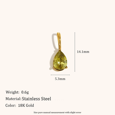 Pendentif en Acier Inoxydable Plaqué Or 18K Goutte d'Eau Zircone Cubique Sans Chaîne Pour Bijoux DIY Femme Minimaliste