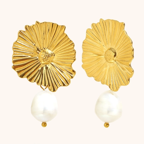 Pendientes de Clip de Acero Inoxidable Chapado en Oro 18K para Mujer Vintage Perla Artificial Strass Joyería Sin Agujero