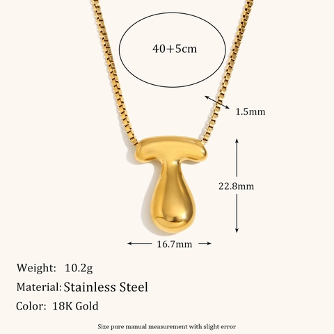 Collar con Colgante de Alfabeto de Burbujas 3D de Acero Inoxidable Chapado en Oro de 18K Cadena de Caja Minimalista para Mujer