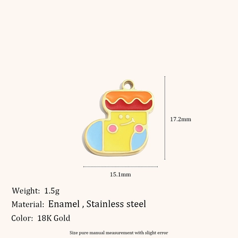 Pendentifs en Acier Inoxydable Émail de Noël Dessin Animé Père Noël Bonhomme de Neige Arbre Accessoires DIY Bijoux Breloques Or