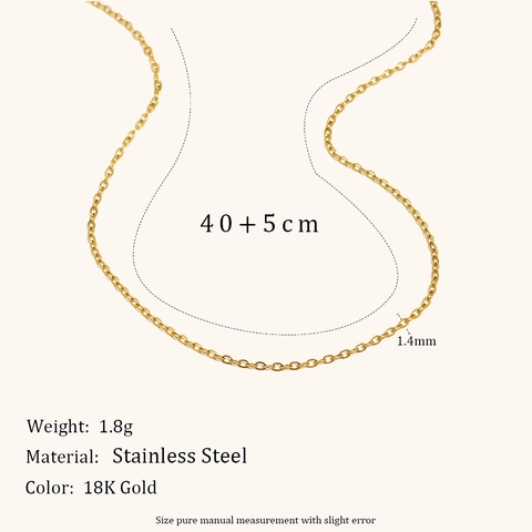 Minimalist Stainless Steel Cable Chain Necklace 18K Gold Plated Adjustable Simple Choker For Women Daily Fashion Jewelry