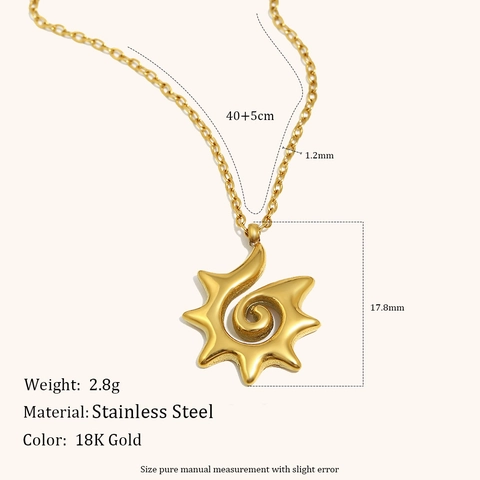 Französisch Minimalistisch Edelstahl Sonnenspirale Anhänger Halskette Für Damen 18K Vergoldet Geometrischer Schmuck Geschenk