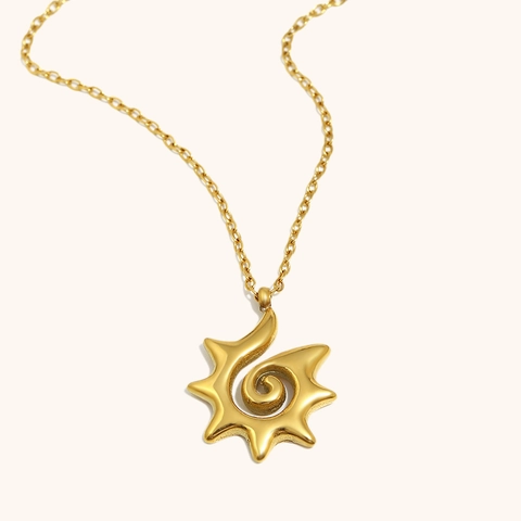 Französisch Minimalistisch Edelstahl Sonnenspirale Anhänger Halskette Für Damen 18K Vergoldet Geometrischer Schmuck Geschenk