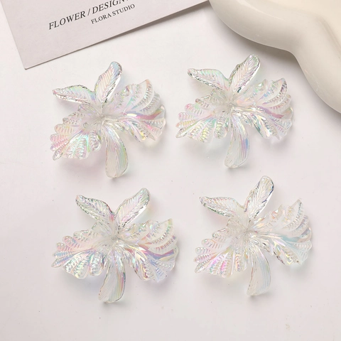 Accesorio Joyería DIY de Acrílico Transparente Iridiscente Forma de Flor Para Pendientes Pinzas de Pelo Material de Artesanía