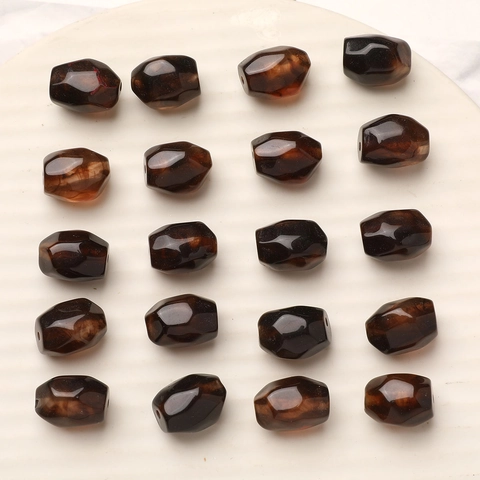 Japanese Retro Amber Resin Faceted Barrel Beads For DIY Jewelry Making Geometric blooming Spacer Beads For Earrings Accessories