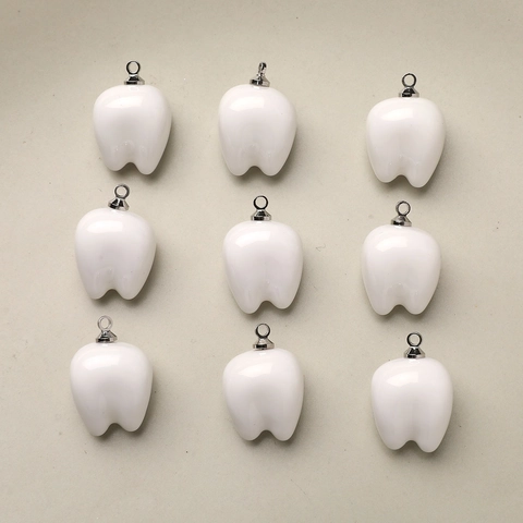Cute Tooth Shape Resin Pendant DIY Jewelry Making Findings White Tooth Charm With Metal Loop For Earrings Necklace Hair Accessory