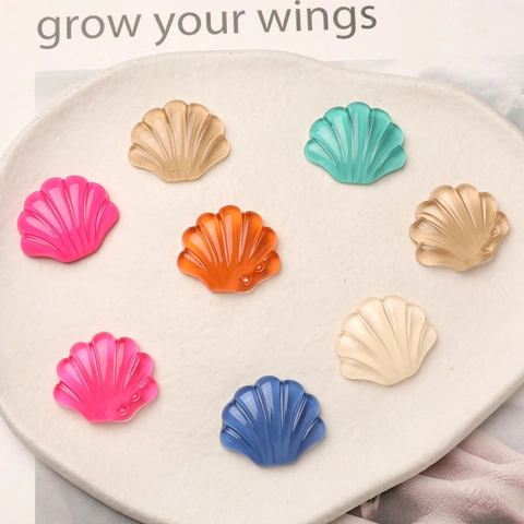 Summer Beach Style Colorful Ice-Clear Resin Shell Charms DIY Flatback Accessories For Shoe Charms Jewelry Making Finding