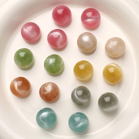 16mm Resin Cat Eye Effect Half Round Beads Starry Sky Dreamy Quicksand DIY Jewelry Findings For Earring Shoe Buckle Accessory