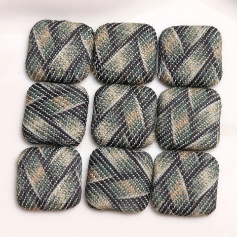 British Vintage Plaid Fabric Covered Square Button Patch DIY Handmade Material For Earrings Phone Case Decoration Craft Jewelry Accessory