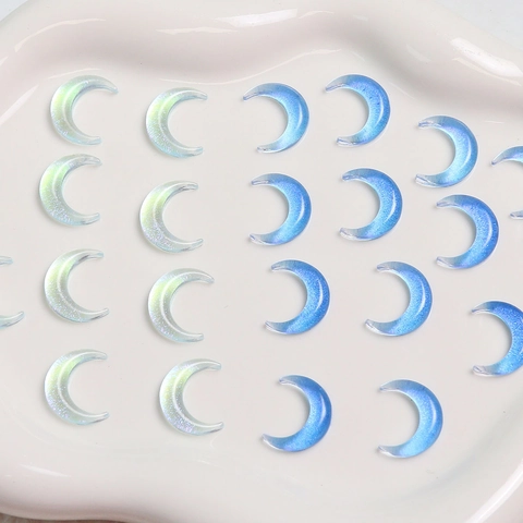 Fairy Starry Sky Blue Moon Resin Charms DIY Earring Accessories Resin Glitter Crescent Moon For Nail Art Jewelry Making