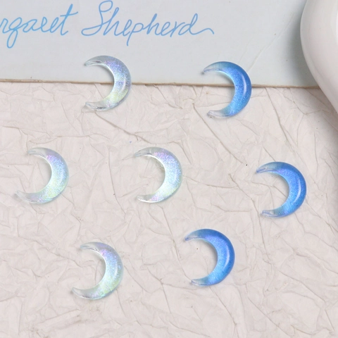 Fairy Starry Sky Blue Moon Resin Charms DIY Earring Accessories Resin Glitter Crescent Moon For Nail Art Jewelry Making