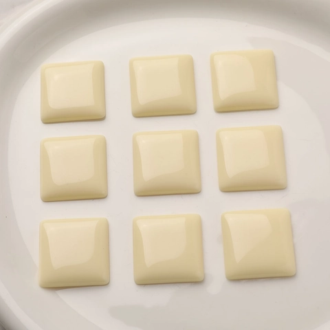 Minimalist Square Resin Patch For DIY Earring Hair Accessories Smooth Polished Geometric Creamy White Decorative Flatback Crafting Materials