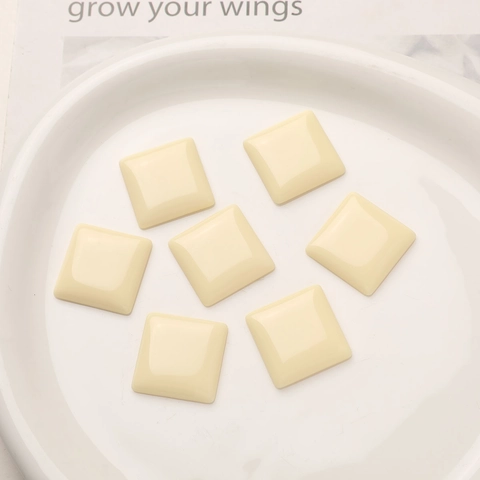Minimalist Square Resin Patch For DIY Earring Hair Accessories Smooth Polished Geometric Creamy White Decorative Flatback Crafting Materials