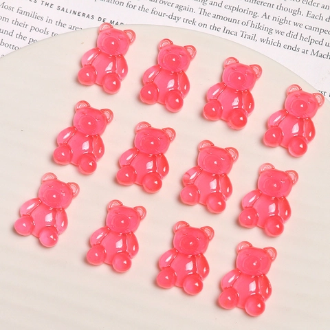 DIY Resin Jelly Bear Charms Semi-Transparent Pink Gummy Bear For Earrings Shoe Charms Jewelry Making Craft Materials