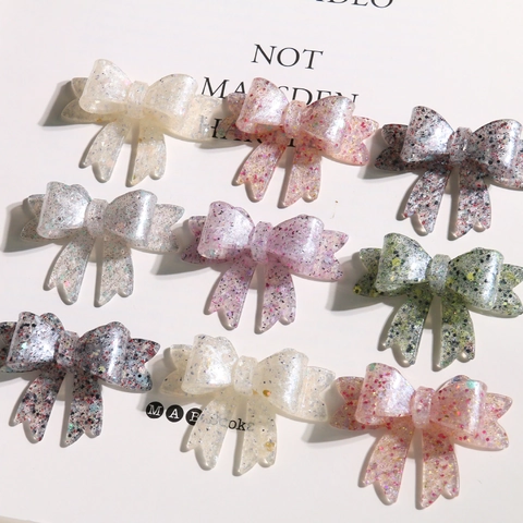 DIY Acrylic Bow Accessories With Glitter Sequins Fairy Candy Color Findings For Earrings Headwear Shoe Decoration