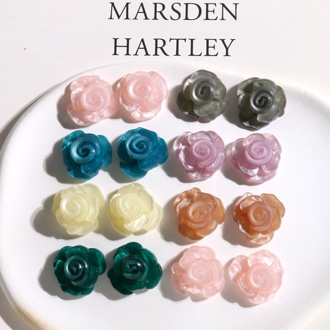 Vintage Acryl Rose Kamelie Blume Anhänger Glitzer DIY Ohrring Schmuckherstellung Zubehör Für Damen Mädchen Mehrfarbig
