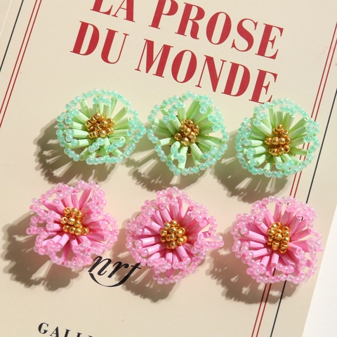 Handwoven Glass Seed Beads Flower DIY Jewelry Accessories For Earrings Headwear Shoes Sweet Floral Bead Clusters 26mm