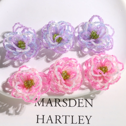 Handmade Woven Flower Charms Glass Beaded Gradient Flower Cluster DIY Accessories For Earrings Phone Case Craft Material