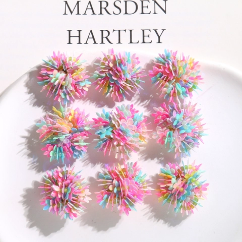 Colorful Sequin Flower Cluster DIY Jewelry Accessories For Earrings Hair Clips Acrylic Glass Bead Handmade Floral Charms