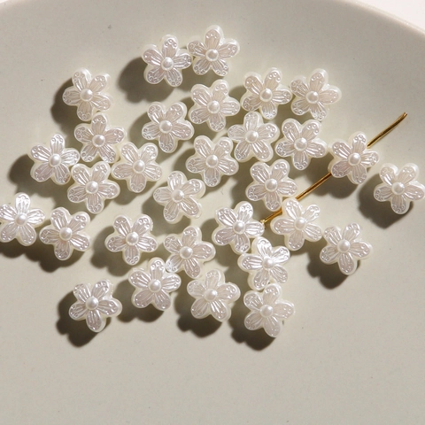 Japanese Vintage Artificial Pearl Flower Beads Resin Camellia Rose Charms For DIY Earrings Bracelet Jewelry Making Components