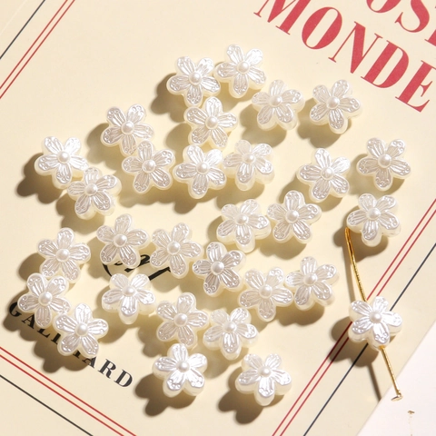 Japanese Vintage Artificial Pearl Flower Beads Resin Camellia Rose Charms For DIY Earrings Bracelet Jewelry Making Components